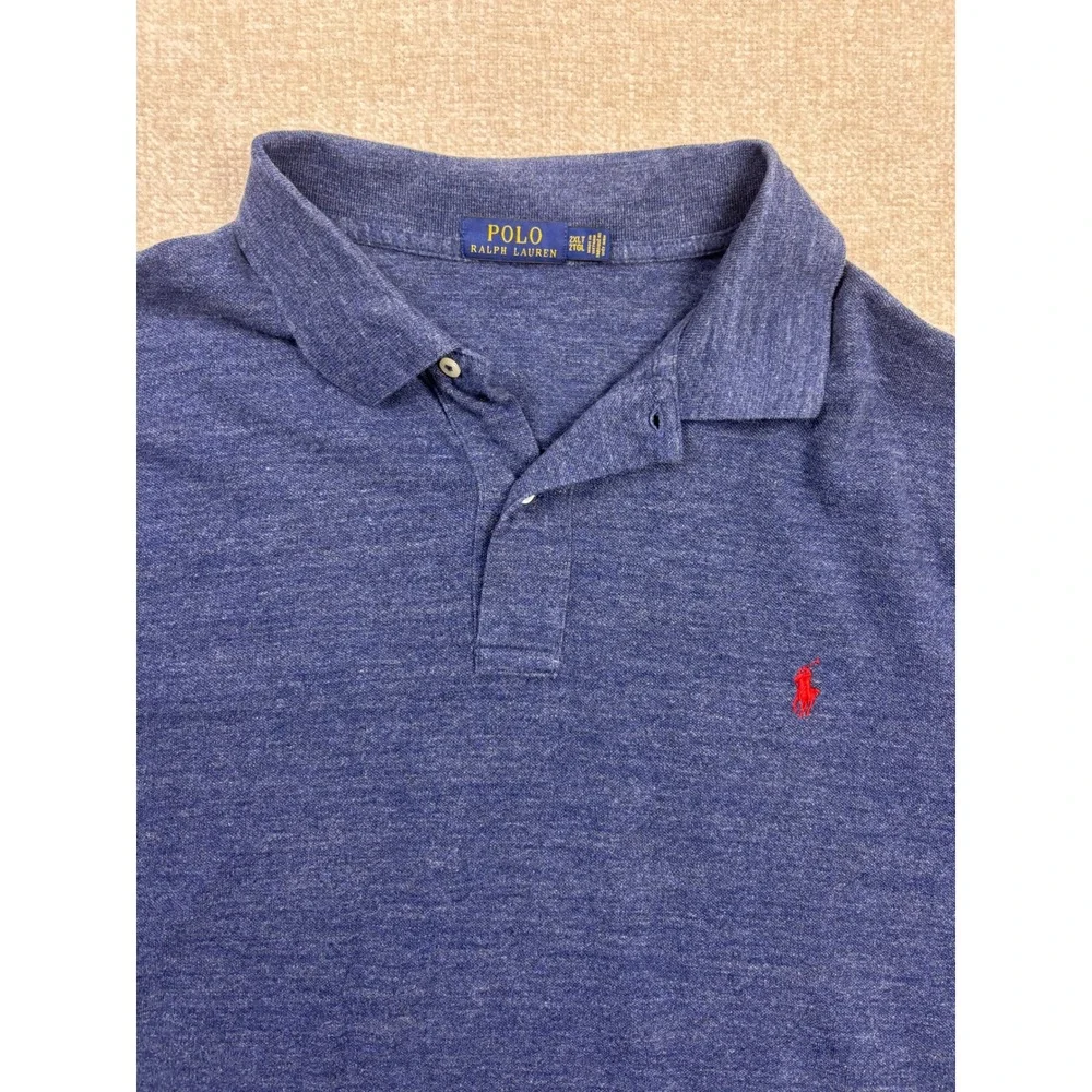 Polo Ralph Lauren Mens 2XLT Blue Heather Short Sleeve Pony Logo Polo Shirt